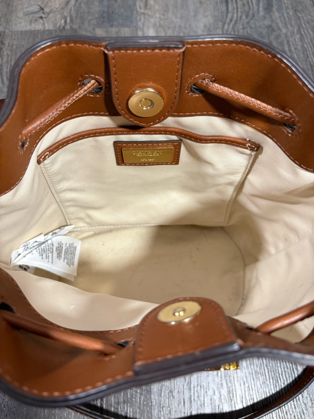 LAUREN Ralph Lauren Leather Medium Andie Drawstring Bucket Bag - Picture 7 of 13